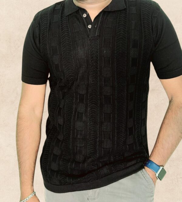 Prestige knit Black Polo Tshirt