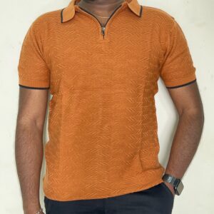 Prestige Knit Zipped Cotton Polo - Sunburst