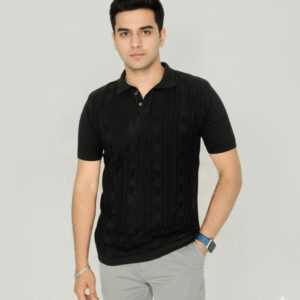 Prestige Knit Black Polo T-shirt