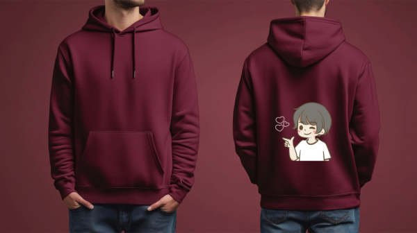 Maroon Red Couple Hoodies – Forever Together - Image 3