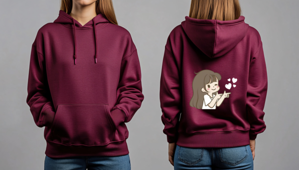 Maroon Red Couple Hoodies – Forever Together - Image 2