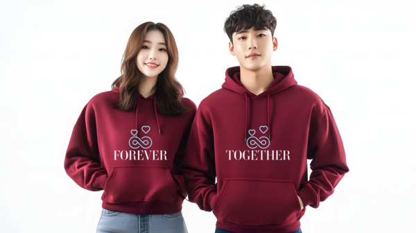 Maroon Red Couple Hoodies – Forever Together